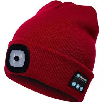 Gorro de música inalámbrico con auriculares Bluetooth y luz LED, casco deportivo con micrófono para invierno