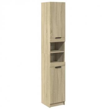 Armario de baño madera ingeniería roble Sonoma 32x34x188,5 cm Marrón