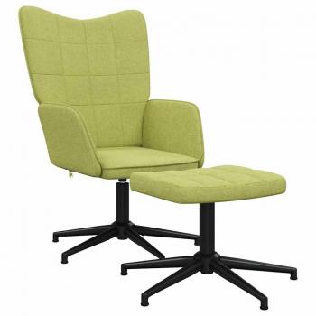 Silla de relajación con reposapiés de tela verde vidaXL