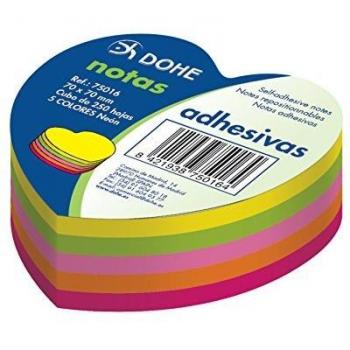 Dohe 75016 - Pack de 250 cubos de notas adhesivas en forma decorazón, 70 x 70 mm