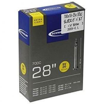 Schwalbe SV20EL Lightweight Tube Presta 60 mm Valve - 27 x 1.00-28 x1.00 Inches, 700 x 18-25C