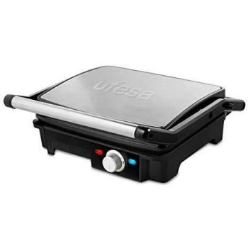 Ufesa PR2000 - Grill, 2200W, Placas antiadherentes, Aperturas de placas de 180º, Regulador de temperatura, Bandeja recoge grasas, Asas de toque frío