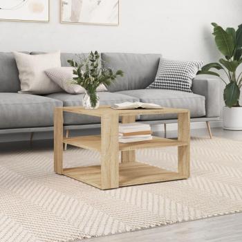 Mesa de centro de madera de ingeniería 59,5x59,5x40 cm en roble ahumado, gris sonoma y marrón roble