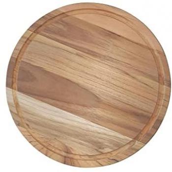 Personalized Teak Serving Board - 26cm Engraveable Round Chopping Plate