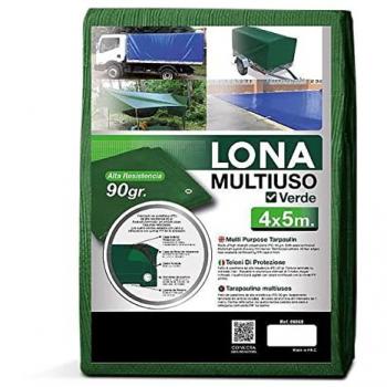 Lona Multiusos Verde Impermeable 4x5 m con Ojales de Aluminio y Material Resistente al Agua