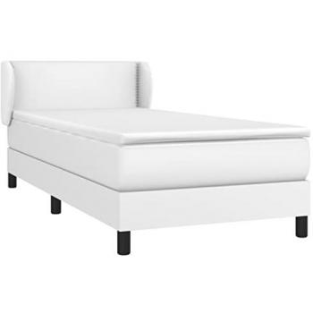Cama Box Spring con Colchón de Muelles en Cuero Sintético Blanco 90x200 cm