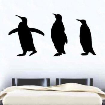 Kult Kanvas Penguins Trio- Adhesivo decorativo para pared, diseño de pingüinos, rosso, L 60 cm x 124 cm