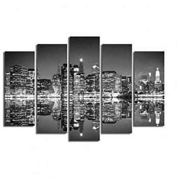 Cuadro Lienzo Decorativo Canvas 5 Piezas Alta Resolución Color Negro