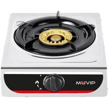 Muvip Cocina de Gas Inoxidable 1 Fuego con Encendido Piezoeléctrico y Quemador Desmontable