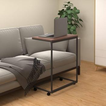 vidaXL Side Table with Wheels Black 55x35x70 cm Engineered Wood