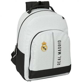 Mochila Escolar Safta Protection Real Madrid 1ª Equip. 24/25 - Diseño Ergonómico - Amplio Espacio de Almacenamiento - Bolsillos Multifuncionales - Adaptable a Carro, Ideal para Niños de