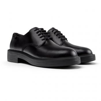 Zapatos de cordones para mujer CAMPER Dean, piel lisa negra, suela ultraligera, talla 37