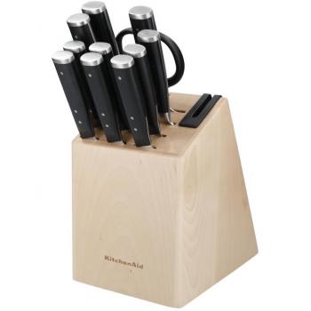 Juego de Cuchillos KitchenAid Gourmet de 11 Piezas con Afilador y Bloque de Madera de Abedul