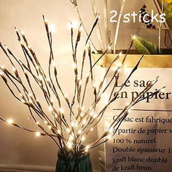 MUXAN - Guirnalda de 20 luces LED con ramas de sauce iluminadas, luces decorativas para Navidad, Pascua, Halloween y cumpleaños