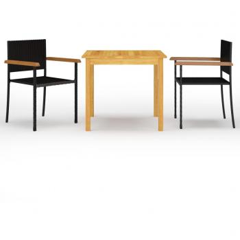 vidaXL Juego de comedor para jardín 3 piezas negro