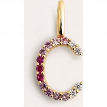 Charm Singularu Letter Spark Sakura - Colgante en Plata de Ley 925 con Baño en Oro de 18 Kt, Circonitas de Colores, Joyas para Mujer