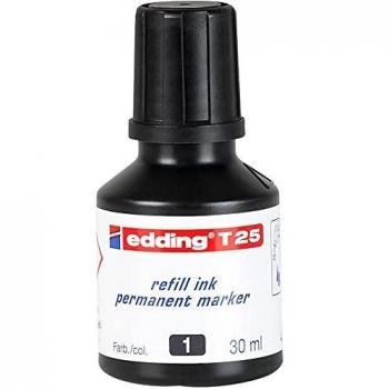 Marcador Permanente edding T 25 de Tinta de Recambio, Negro -30 Ml, Con Sistema de Dispensación de Gotas, para Rellenar Rápidamente Casi Todos Los Marcadores Permanentes edding