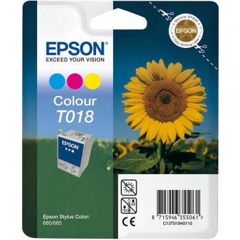 Cartucho de Tinta Epson T018 - 3 Colores (Cian, Magenta, Amarillo) - 37ml - Original - Rinde Hasta 300 Páginas