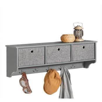 Perchero Moderno de Pared SoBuy FRG282-HG con Estantería, 5 Ganchos y 3 Cajones, Dimensiones: L100 cm