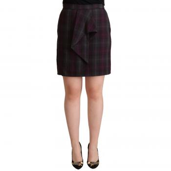 BENCIVENGA Multicolor Checkered Ruffle High Waist Mini Skirt - IT44|L, Short Skirts, female, Multicolor, Size: M Elegant High Waisted Checkered Skirt