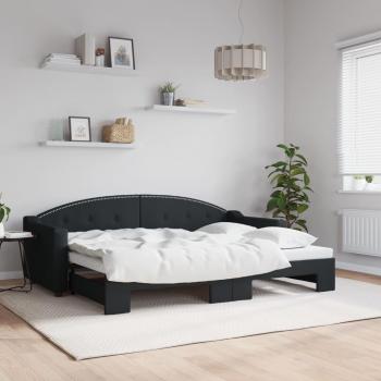 Sofá cama nido 80x200 cm tela negra con cama extraíble