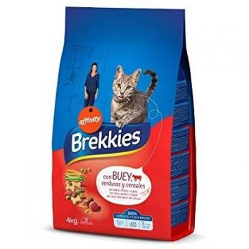 Brekkies Pienso para Gatos con Buey, Cereales y Verdura, 4 kg