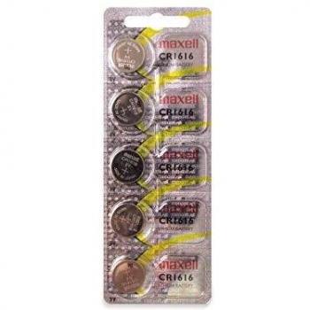 Maxell CR1616 Pila de Botón de Litio, Zinc-Manganeso Dióxido (Zn/MnO2), 3V, 55mAh - Paquete de 5 Unidades