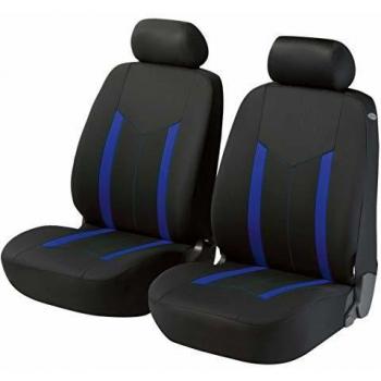 Cubreasientos WALSER Hastings Zipp-It Premium - 2 Housses de Asiento delantera - Negro-Azul - Compatible con Airbag