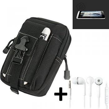 Bolsa del cinturón / funda para Wiko Wax 4G, negro + auriculares | compartimientos adicionales con el espacio para el banco de la energía, disco duro, etc. - K-S-Trade