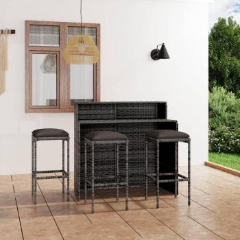 Juego de Muebles de Bar para Jardín 4 Piezas - Gris