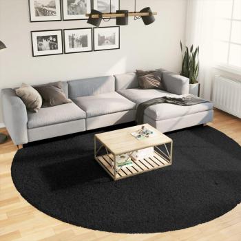Alfombra Shaggy Moderna Pamplona Negra Ø 280 cm