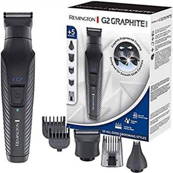 Remington G2 Graphite Series PG2000 - Set Recortador de Barba y Cortapelos, 5 Accesorios, Inalámbrico, Revestimiento de Grafito, para Vello Facial y de Nariz, Negro