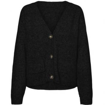 Cardigan Vero Moda Boom Negro L Ajuste Suelto con Botones y Bolsillos