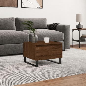 Mesa de centro de madera de ingeniería 50x46x35 cm en color Blanco, Negro y Roble Sonoma, ideal para salón o comedor, también conocida como Mesita Auxiliar o Mesa de Café