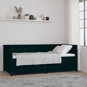 Sofá cama Dormeuse negro 90x200 cm madera maciza de pino
