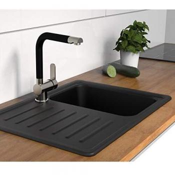 Grifo mezclador de fregadero RIO de acero inoxidable y negro mate
