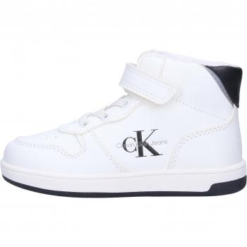 Calvin Klein Kids' Lace-Up and Velcro High-Top Sneakers in White/Black