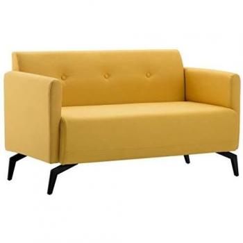 vidaXL Sofá 2 Plazas Tapizado Tela 115x60x67cm Amarillo Silla Asiento Sillón