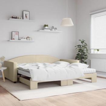 Sofá cama nido con colchón tela crema 100x200 cm Vidaxl