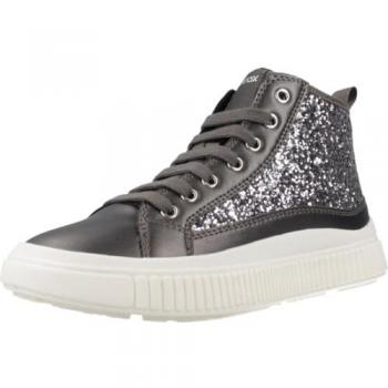 Geox Laquinny Girl Dark Silver High Top Sneakers for Kids