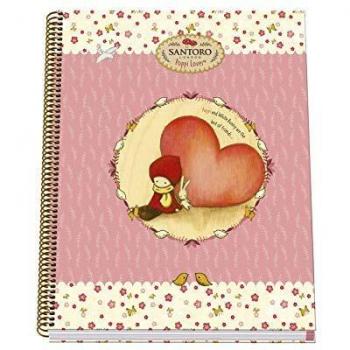 Cuaderno espiral A4 Tapa dura 100 hojas - Santoro - Poppi Loves - Heart