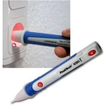 PeakTech 1030 - Probador de Voltaje de Ca Sin Contacto con Lámpara Led, Rango de Operación de 90-1000 V Ca, Dispositivo de Prueba, Multímetro Portátil con Pluma, Señal Acústica - 157 x 26 mm