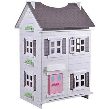 WOOMAX- Casita de muñecas madera blanca, 40 x 62 x 29 cm