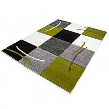 Designer Moderno de alta calidad Alfombra mano tallada cuadros verde crema gris Öko Tex, polipropileno, Grün Creme Grau, 240 cm_x_340 cm