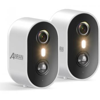 Cámara de Videovigilancia Inalámbrica 2K Solar para Exteriores Anran con Detección de Movimiento, Alerta de Sirena y Luz, Visión Nocturna a Color, Audio Bidireccional