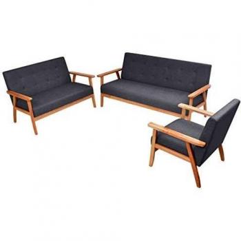vidaXL Set de Sofás de 3 Piezas de Tela Gris Clara Mobiliario Hogar Habitación