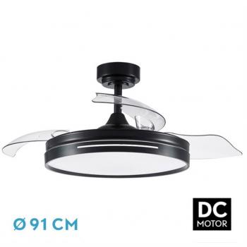 Ventilador de Techo LED Negro 48W con Motor DC y Palas Retractiles
