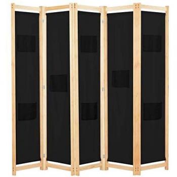 SengentoStyle Kamerscherm met 5 panelen 200x170x4 cm stof grijs