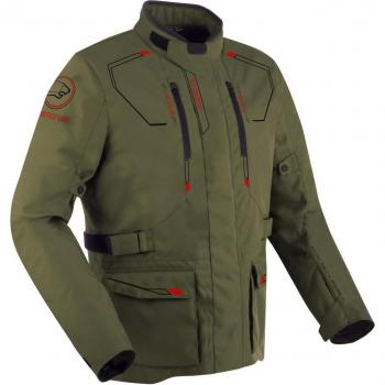 Bering Chaqueta de Moto Voyager Caqui - Chaqueta textil impermeable para motocicletas, color verde marrón, talla 3XL