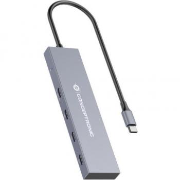 Conceptronic Hub USB-C con 4x USB-C PD de hasta 100W - Carcasa de Aluminio
